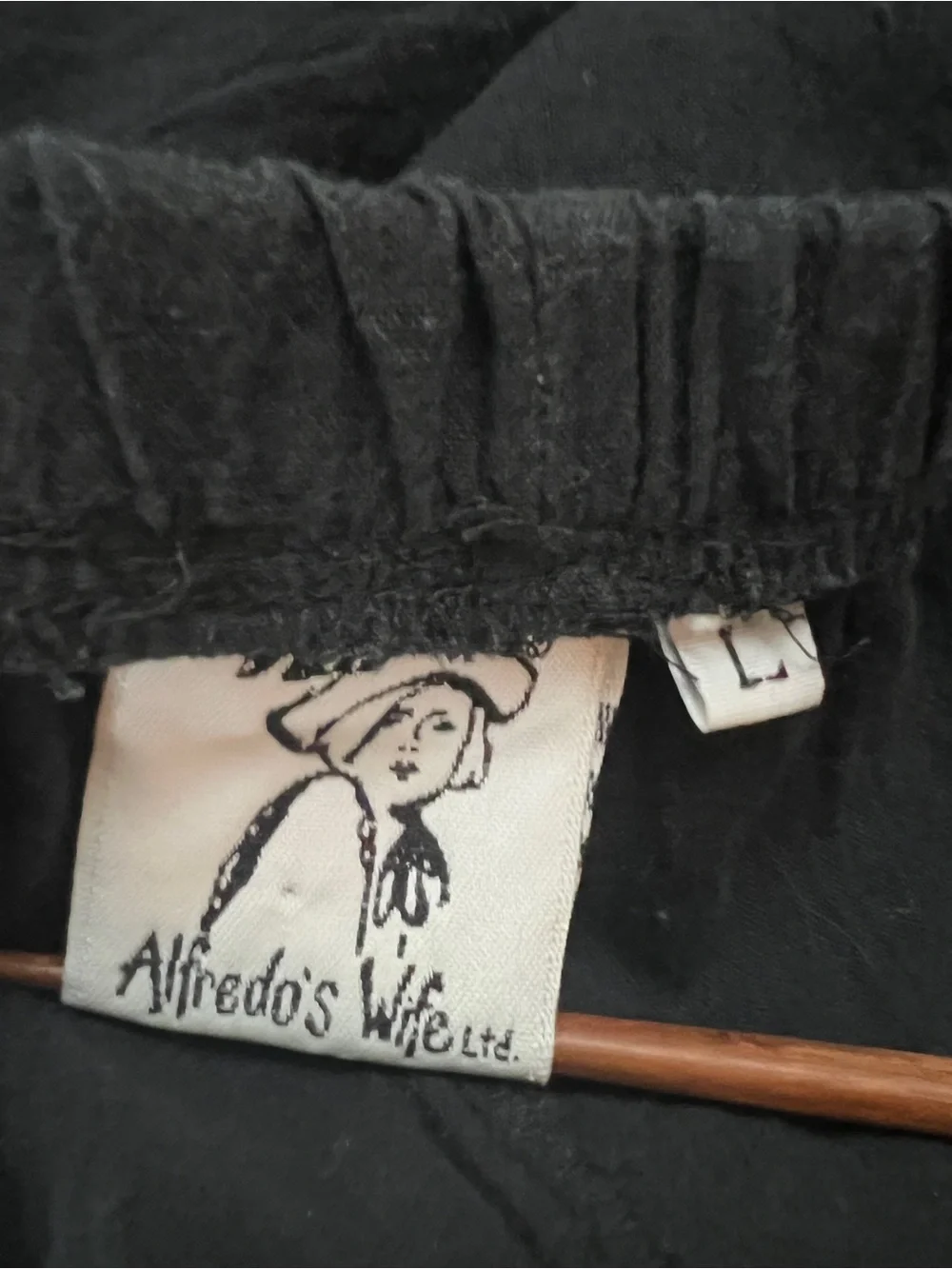 Vintage ALFREDO'S WIFE Black Elastic Waist Straight Leg Pocket Pants Large